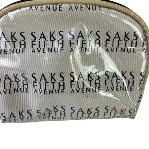 Saks Fifth Avenue Logo Full Zip Coin Purse Plastic Full Zip Cosmetic Bag Tote - Picture 4 of 16